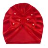 Turban pour bébé - Mignon et élégant, modèle nœud papillon perle rouge, chaud et confortable