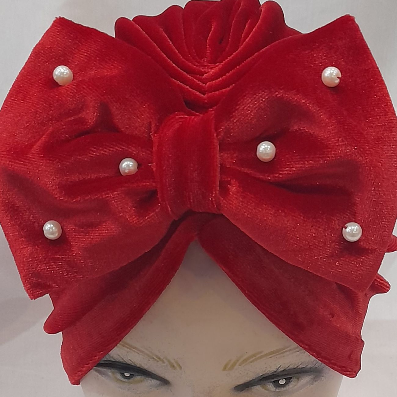 Turban pour bébé – Mignon et élégant, modèle nœud papillon perle rouge, chaud et confortable