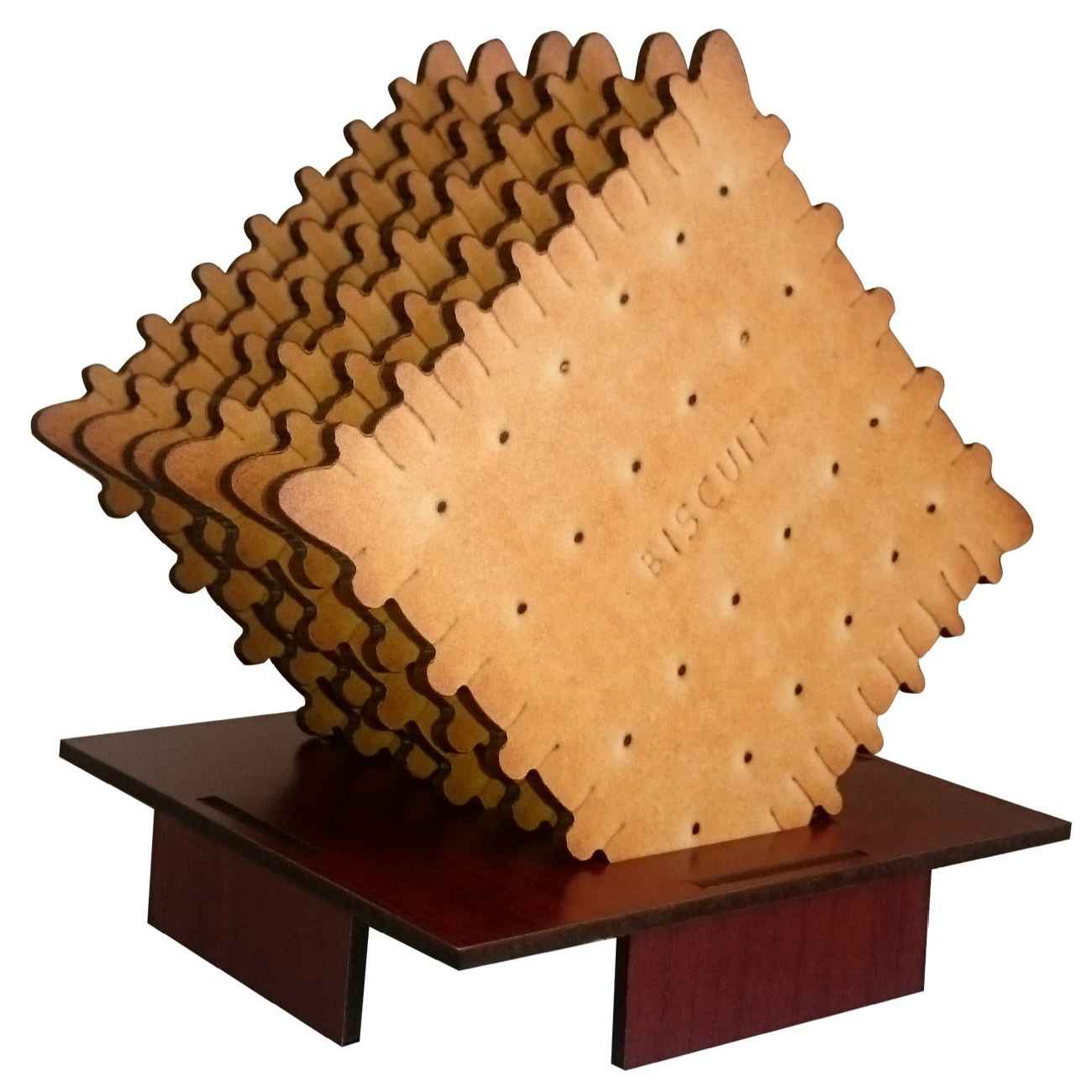 Sous-verre en bois avec design de biscuit pour vos boissons, Pack de 6