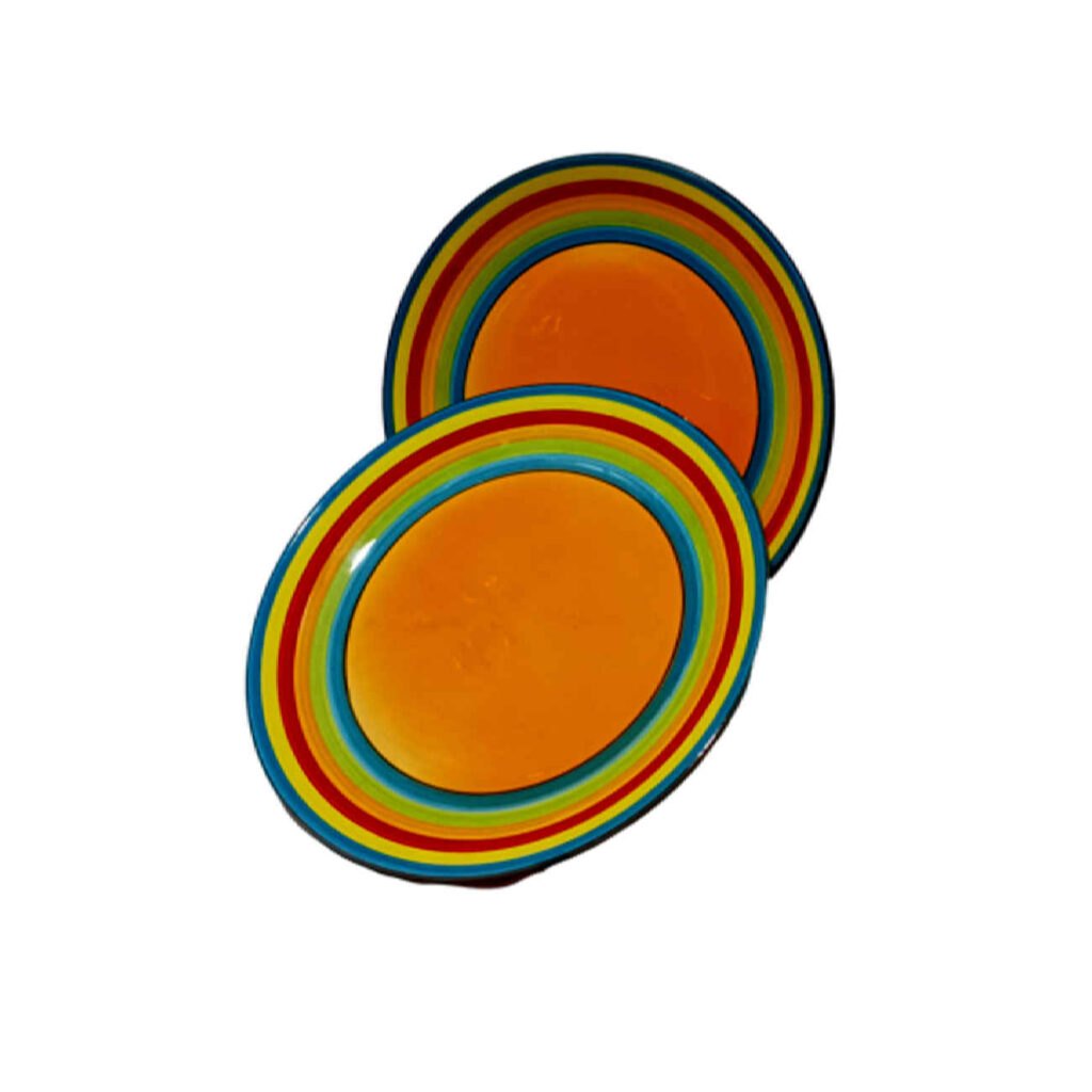 Assiette en céramique - Compatible lave-vaisselle (Ensemble de 2) | Modèle Arc-en-ciel