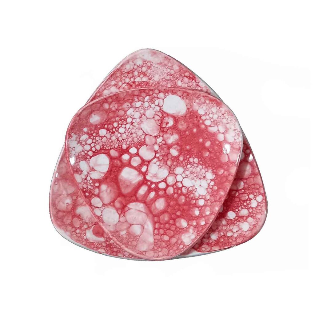 Assiette en céramique - Compatible lave-vaisselle avec bulles d'art et design abstrait moderne (Ensemble de 2)