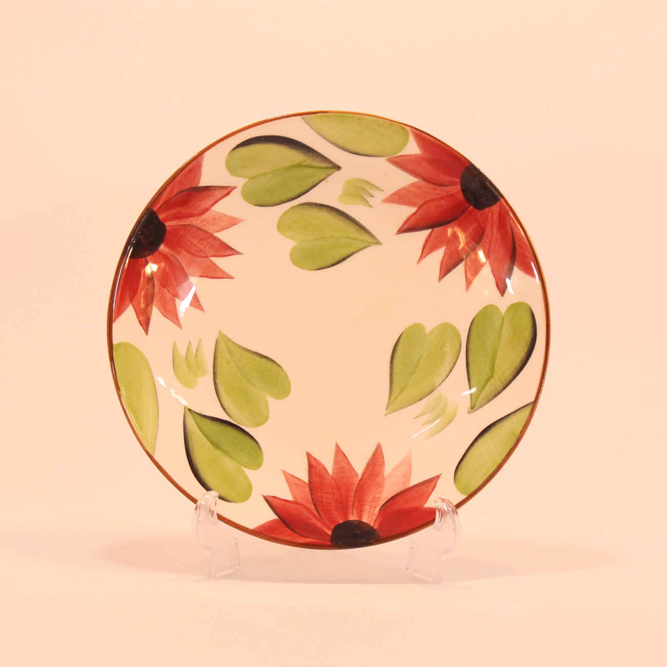 Assiette en céramique – Compatible micro-ondes et lave-vaisselle avec motif floral (Ensemble de 6)
