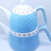 Ensemble double théière en céramique - Parfait pour un cadeau Durable avec motif à pois & floral