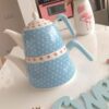 Ensemble double théière en céramique - Parfait pour un cadeau Durable avec motif à pois & floral