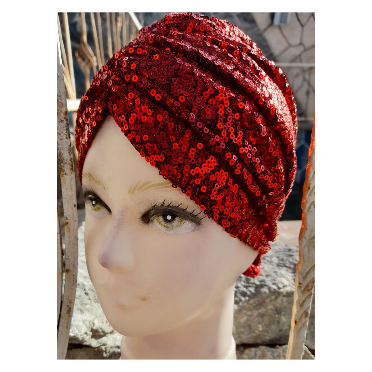 Turban pour Femme en Tissu Extensible Pailleté Chic et Stylé, Parfait pour Cérémonies et Fêtes