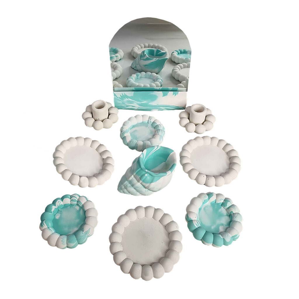 Ensemble Haft-Seen en béton – Design perlé – 10 pièces – Pour Norouz