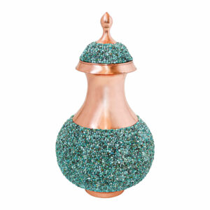 Bouteille décorative en cuivre – Artisanat persan avec design distinctif en incrustation de turquoise