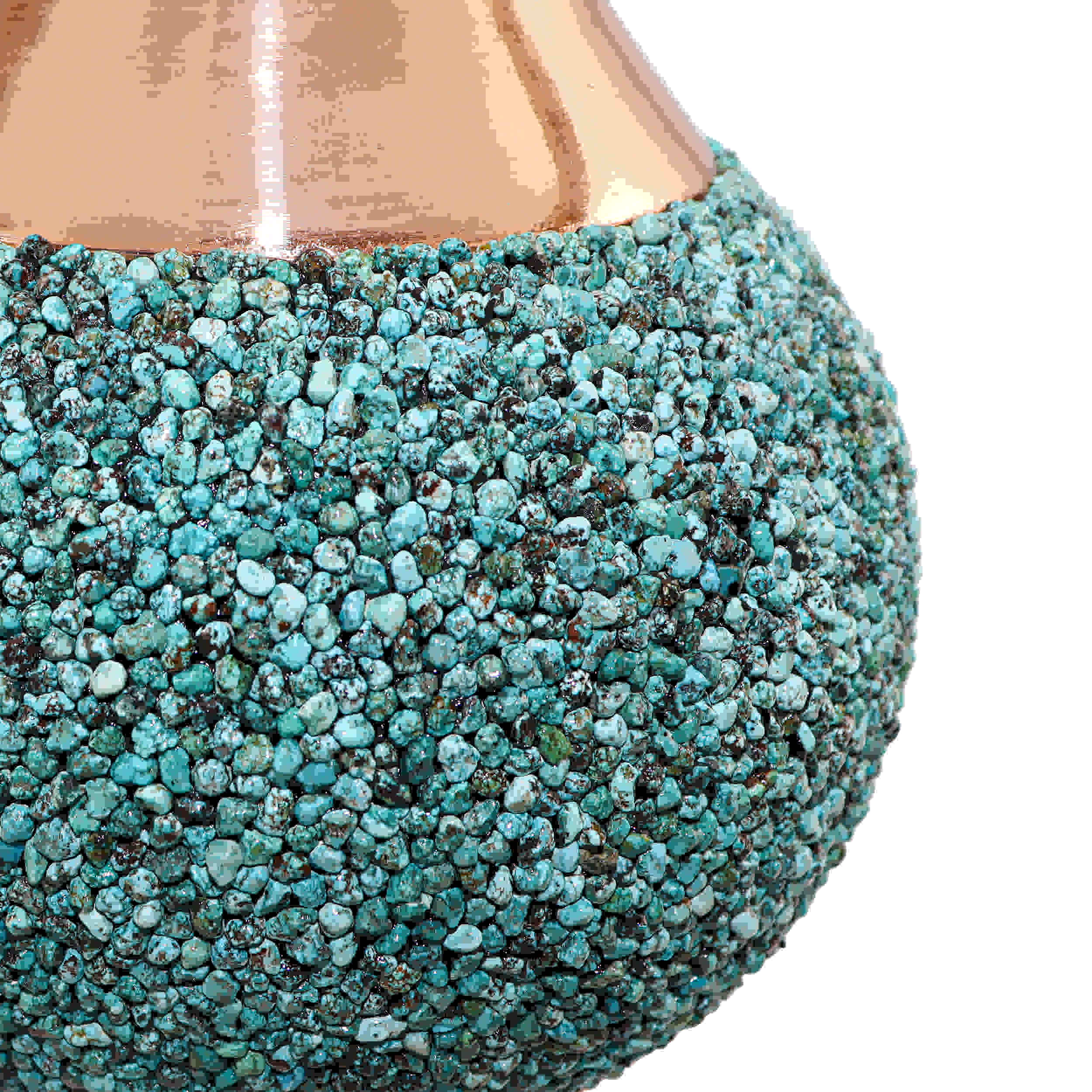 Bouteille décorative en cuivre – Artisanat persan avec design distinctif en incrustation de turquoise