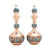 Bouteille décorative en cuivre - Artisanat persan avec incrustation de turquoise (lot de 2)
