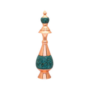 Bouteille décorative en cuivre – Artisanat persan avec design en incrustation de turquoise