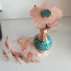 Fleur en Cuivre Décorative avec Détails en Turquoise – Art Floral Artistique pour Décoration de Maison (x10)