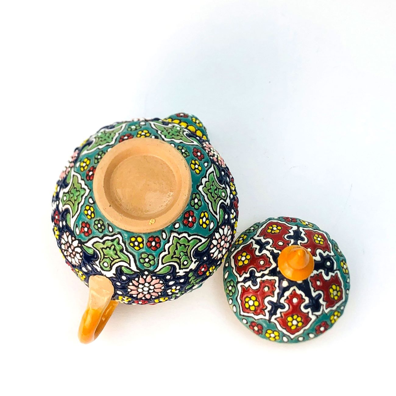 Théière décorative en poterie avec émail Minakari motif paisley – Modèle Shabestan