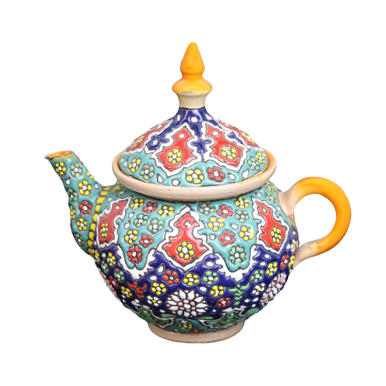 Théière décorative en poterie avec émail Minakari motif paisley – Modèle Shabestan