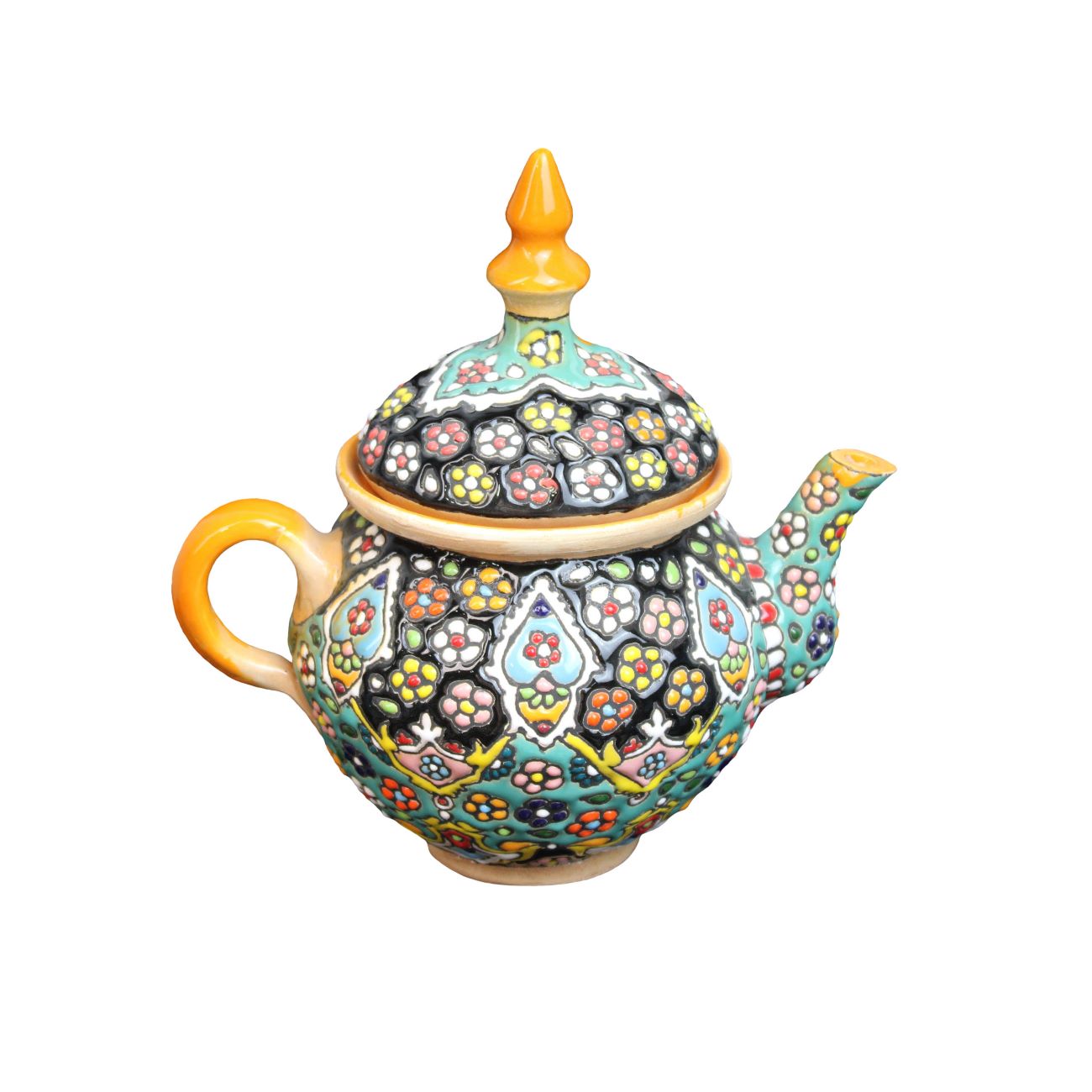 Théière décorative en poterie avec émail Minakari motif paisley – Modèle traditionnel
