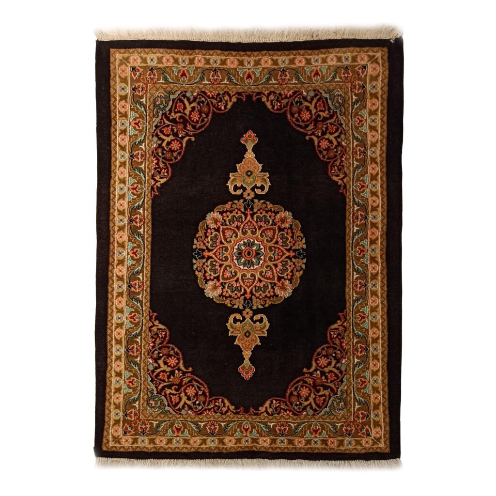 Tapis Persan Authentique en Laine Noué à la Main à Khorasan Lachak Toranj Noir