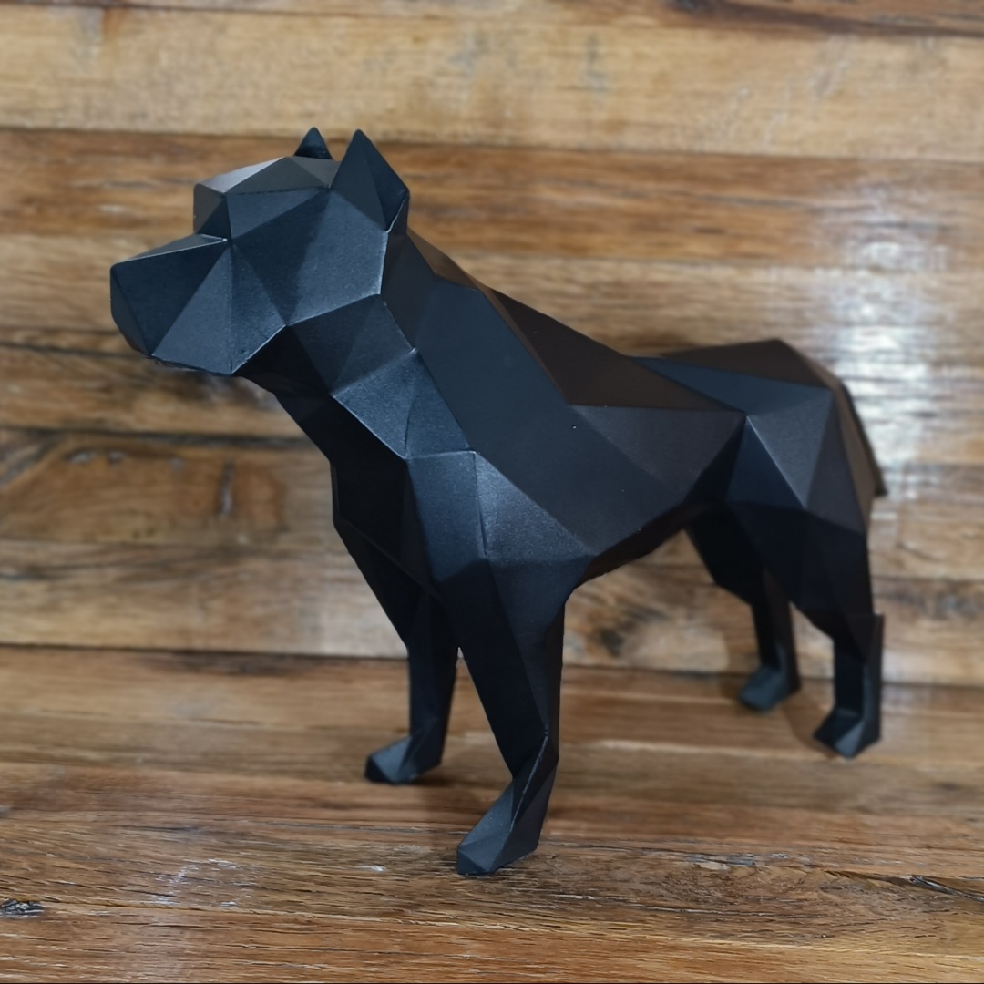 Figurine géométrique de pitbull cubisme – Art moderne fait main