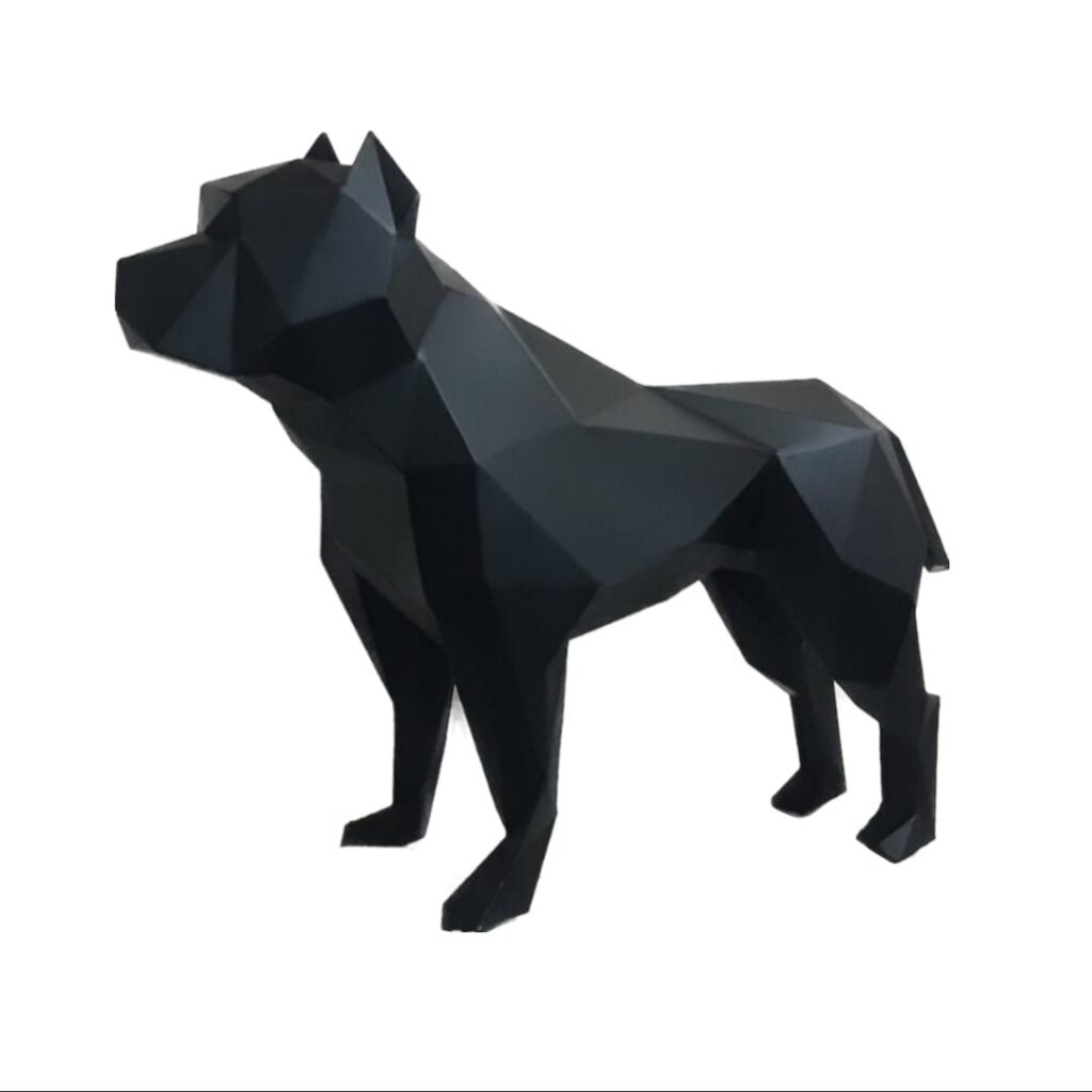 Figurine géométrique de pitbull cubisme - Art moderne fait main