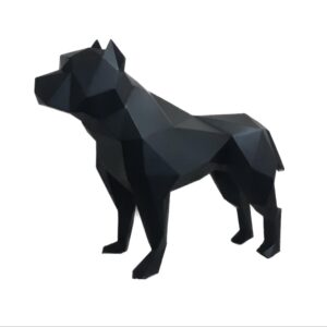 Figurine géométrique de pitbull cubisme – Art moderne fait main