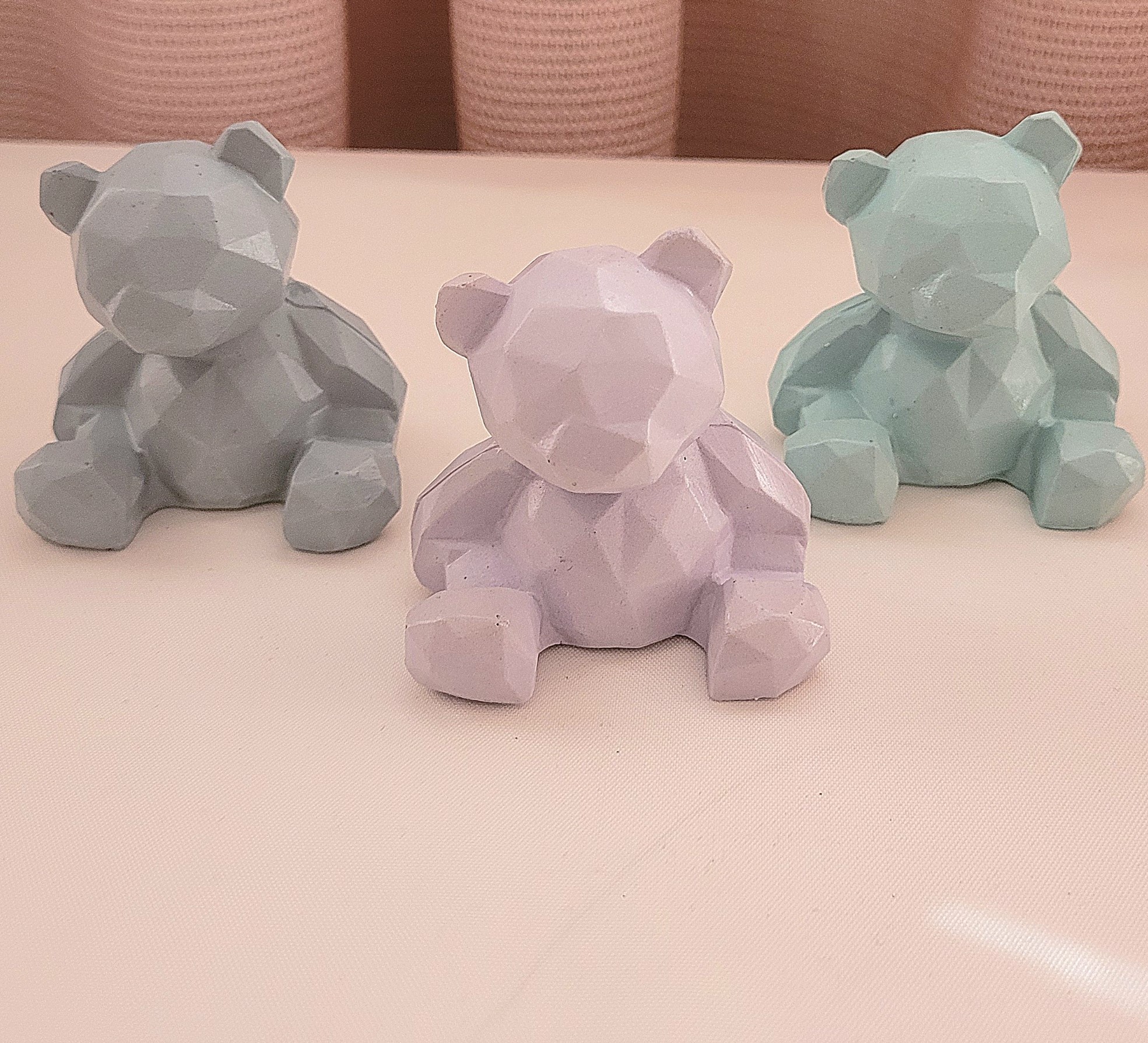 Figurine géométrique de teddy bear cubisme – Idée de décoration cubisme artistique (Ensemble de 2)