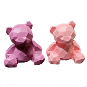 Figurine géométrique de teddy bear cubisme – Idée de décoration cubisme artistique (Ensemble de 2)
