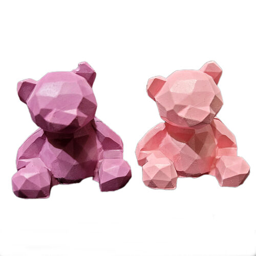 Figurine géométrique de teddy bear cubisme – Idée de décoration cubisme artistique (Ensemble de 2)