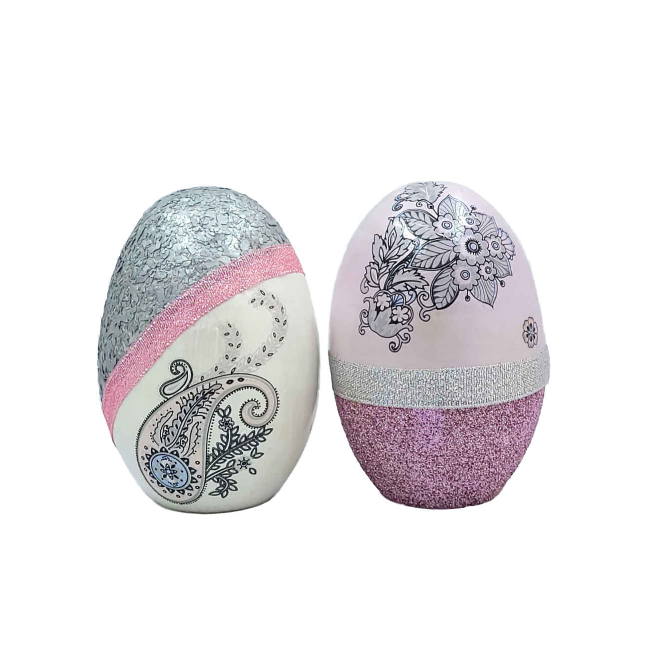 Œuf peint Haft-Seen pour Norouz iranien – Motif floral et cachemire (pack de 2)