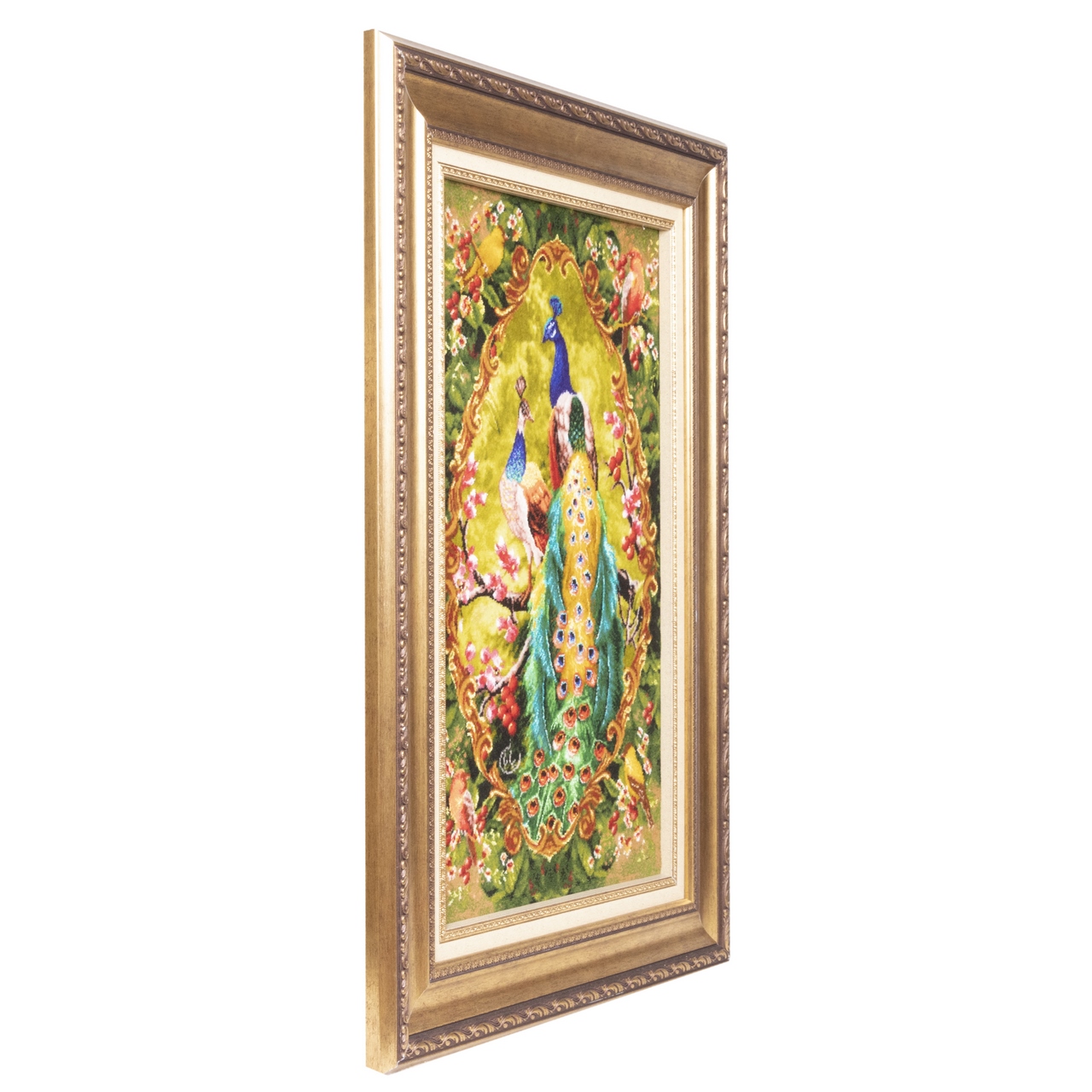 Tapis persan figuratif noué à la main de Tabriz représentant de magnifiques paons