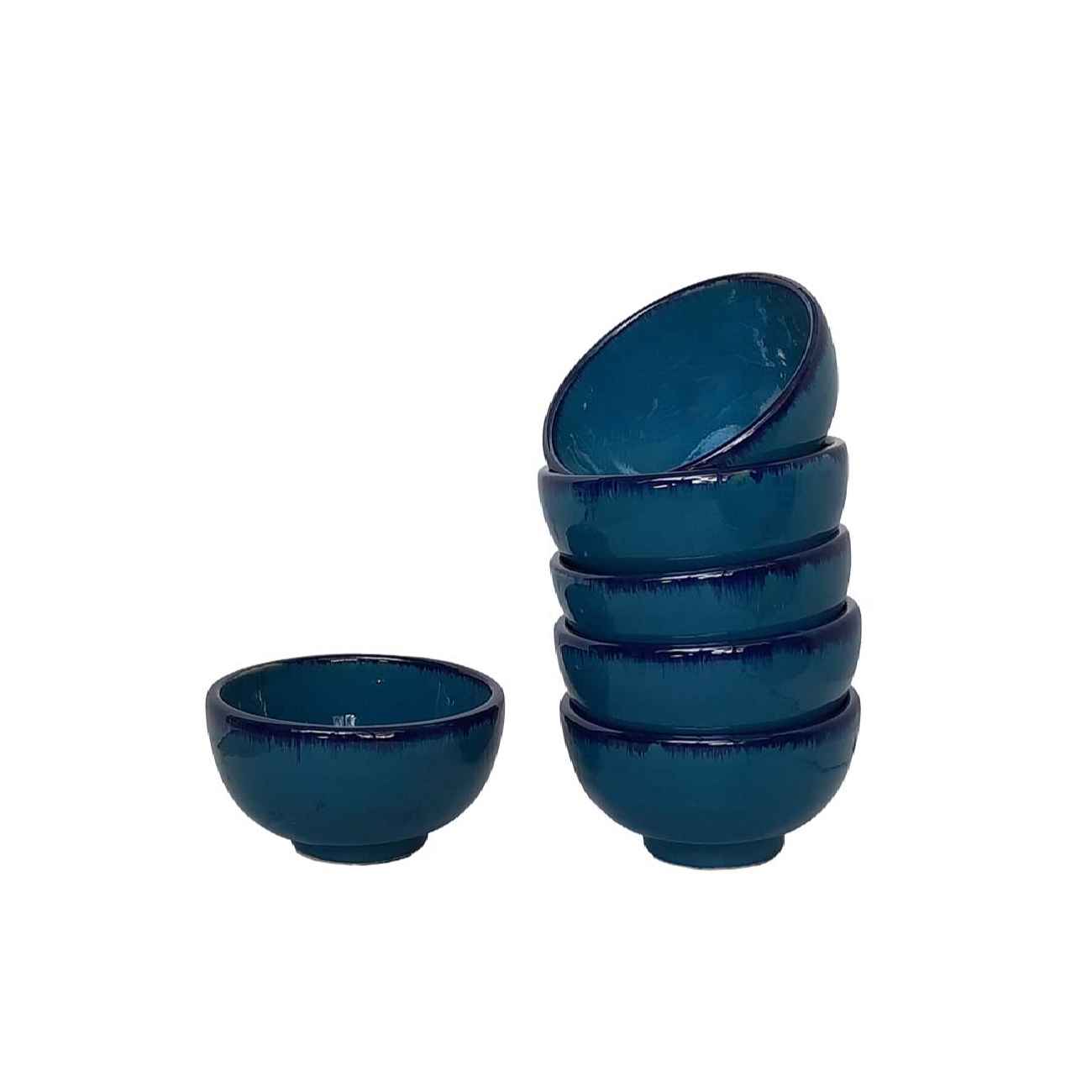 Bol Artistique en Poterie Fait Main – Pour Servir Yaourts et Accompagnements (Ensemble de 6)