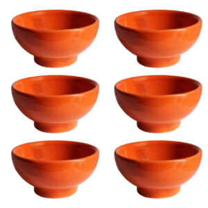 Bol Artistique en Poterie Fait Main – Pour Servir Yaourts et Accompagnements (Ensemble de 6)
