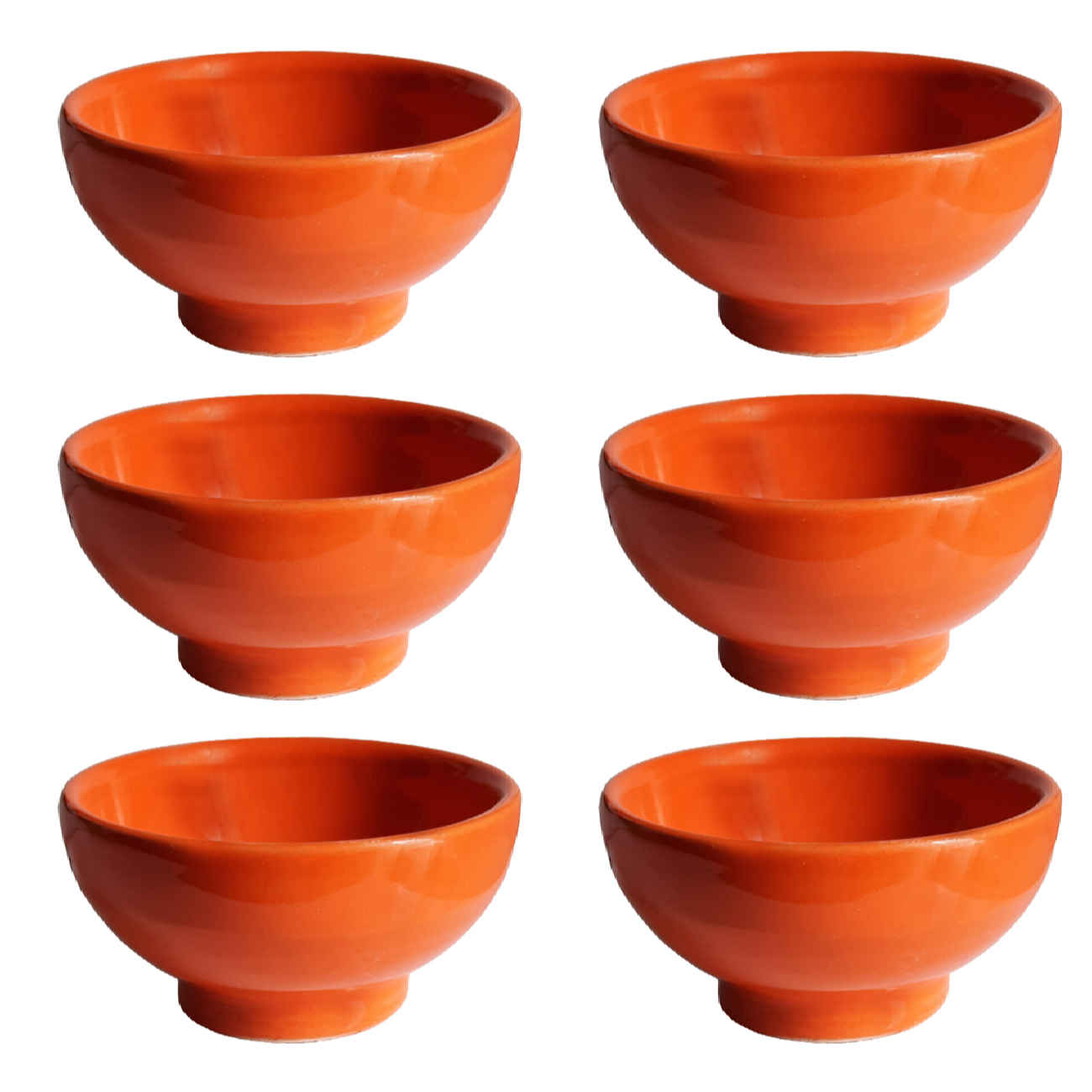 Bol Artistique en Poterie Fait Main – Pour Servir Yaourts et Accompagnements (Ensemble de 6)