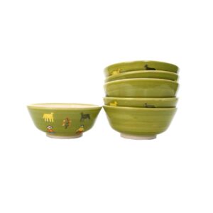 Bol Artistique en Poterie Fait Main – Idéal pour Abgoosht, Yaourts, Soupes et Nouilles (Ensemble de 6)
