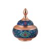 Sucrier persan artisanal en cuivre avec couvercle - Émail Minakari