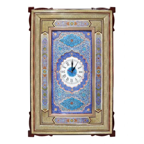 Horloge murale inspirée de la tradition persane en bois – Marqueterie Khatam