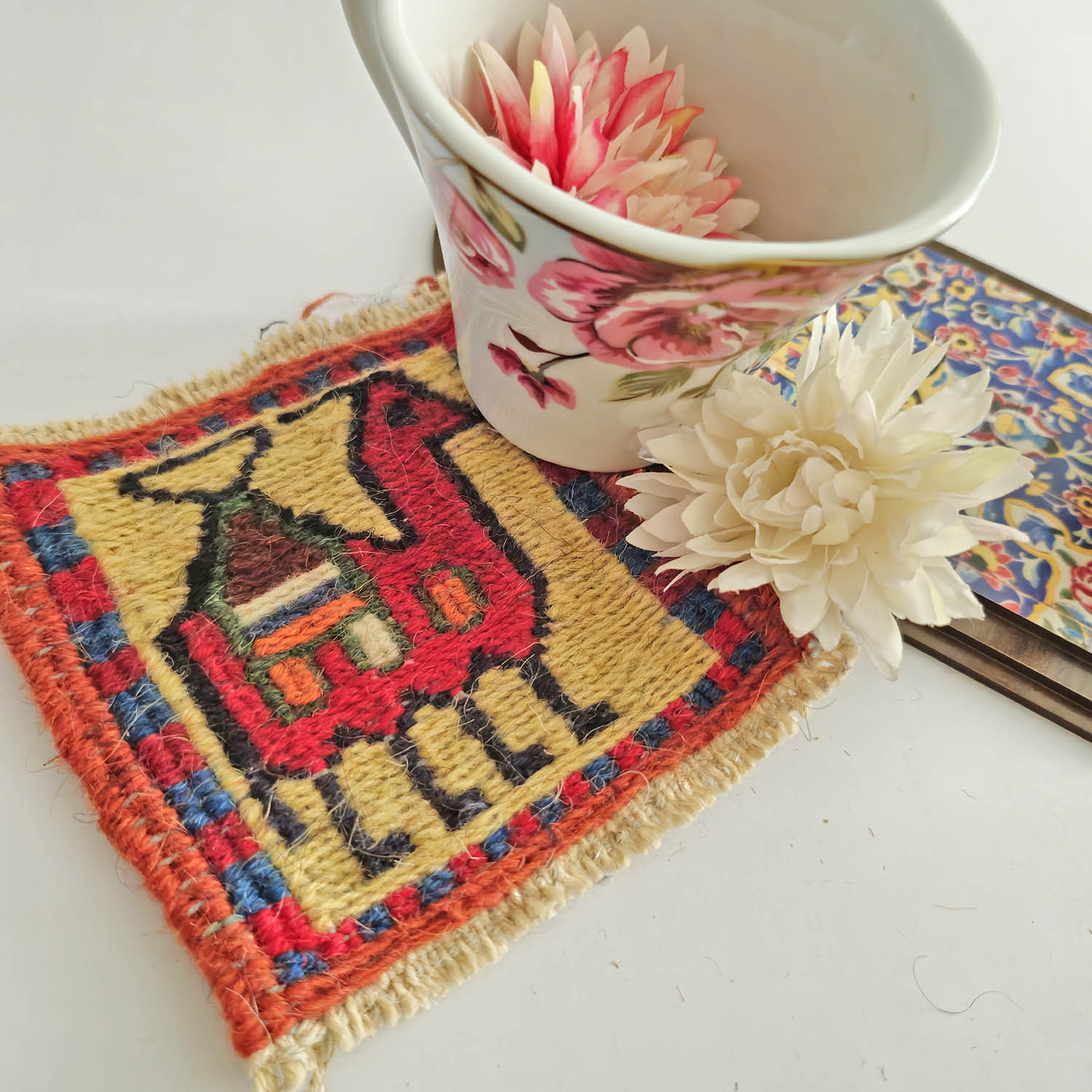 Sous-verre Kilim Persan Tissé à la Main pour les Couverts