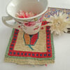 Sous-verre Kilim Persan Tissé à la Main – Motif Pistache de Fars
