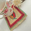 Sous-verre Kilim Persan Tissé à la Main – Motif Pistache de Fars