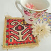Sous-verre Kilim Persan Tissé à la Main – Accessoire Traditionnel avec Motif Géométrique