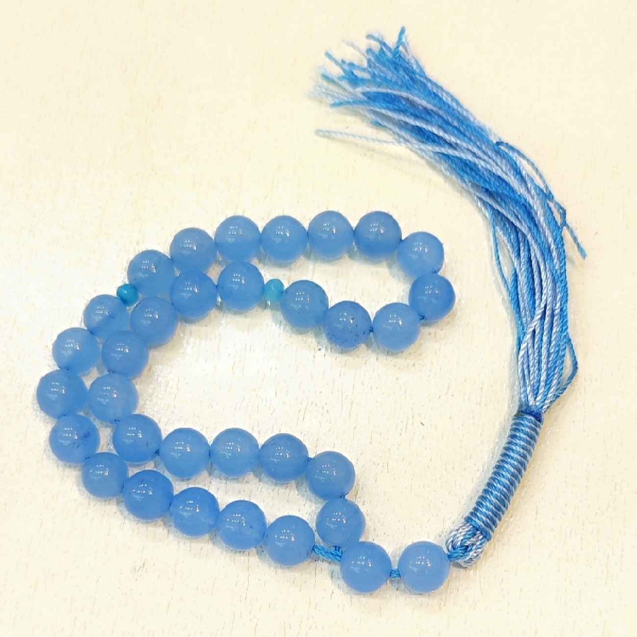 Chapelet islamique en agate bleue avec 33 perles