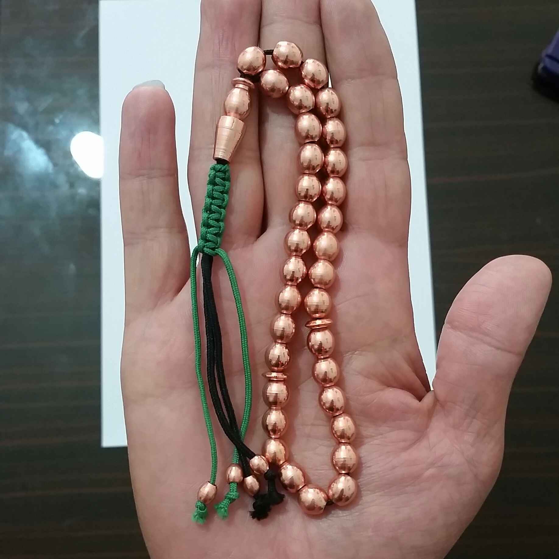 Chapelet islamique en cuivre – 33 perles (Tasbih Misbaha)