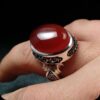 Bague en argent Aqeeq yéménite islamique pour hommes - Design islamique authentique
