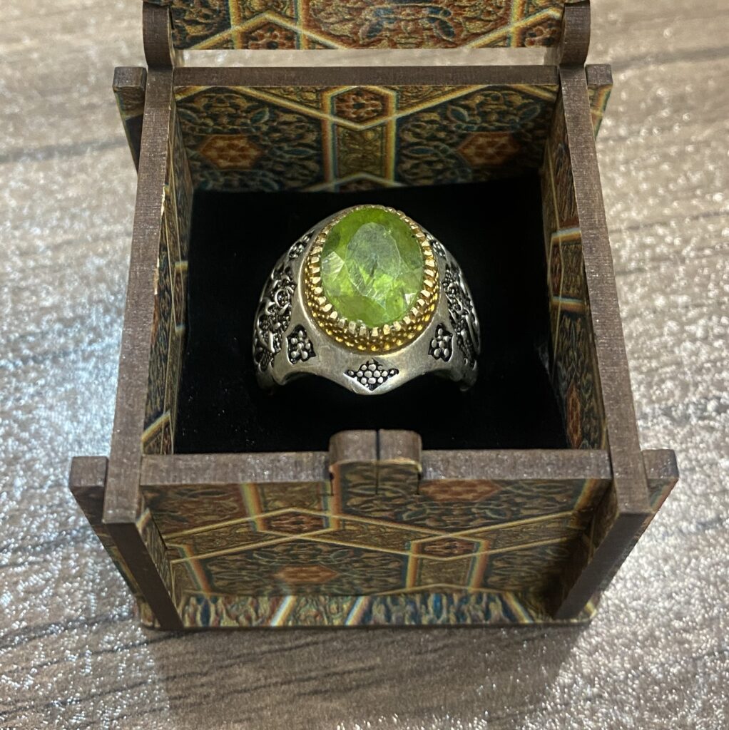 Bague en argent perle d'Islam pour hommes avec calligraphie Ya Hussain