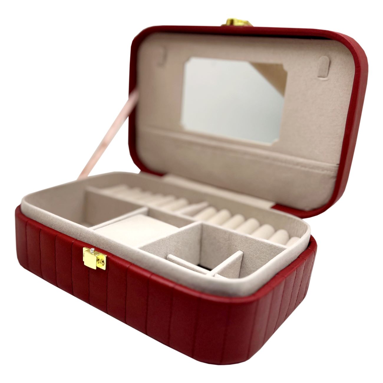 Boîte à bijoux avec rangement, miroir et serrure pour des accessoires bien organisés