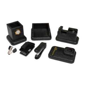 Ensemble de bureau en cuir – Adapté au bureau, lot de 8, noir