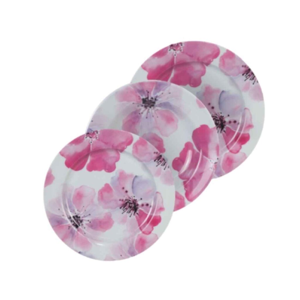 Ensemble d'Assiettes en Mélamine - Compatible Micro-ondes et Lave-vaisselle, Durable (Pack de 18)