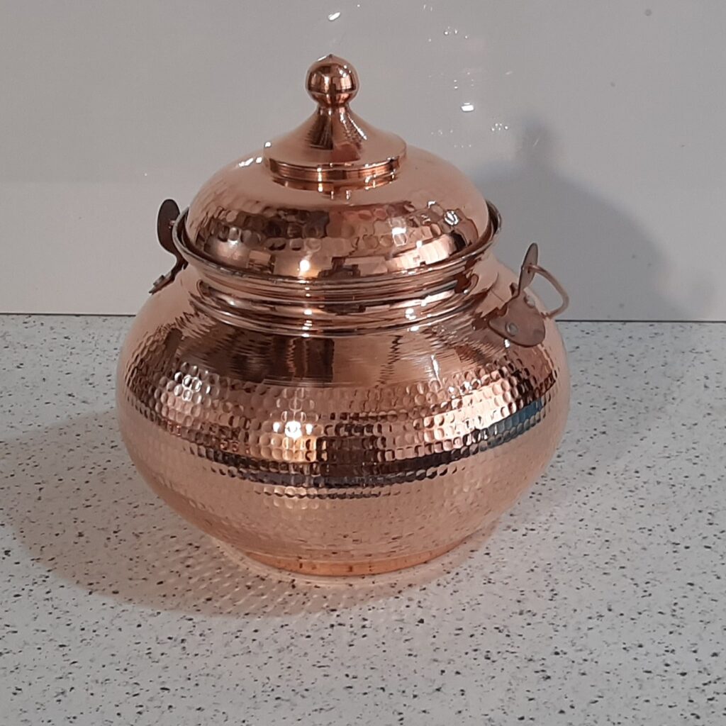 Pot persan en cuivre pour Abgoosht avec couvercle idéal pour la préparation de plats traditionnels Modèle FG45