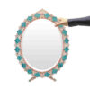 Ensemble miroir et bougeoirs en cuivre avec turquoise incrustée – Gravure argentée