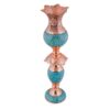 Ensemble miroir et bougeoirs en cuivre avec turquoise incrustée – Parfait pour la décoration intérieure