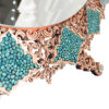 Ensemble miroir et bougeoirs en cuivre avec turquoise incrustée – Idéal pour la décoration