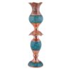Ensemble miroir et bougeoirs en cuivre avec turquoise incrustée – Parfait pour la décoration intérieure
