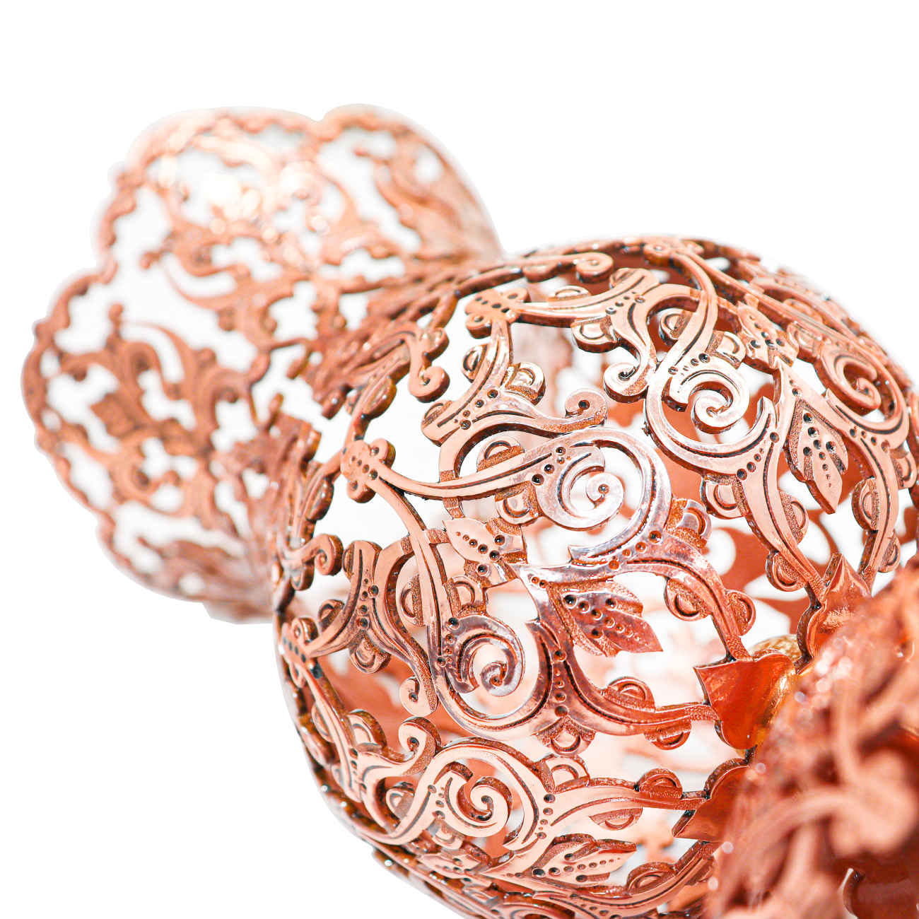 Ensemble miroir et bougeoirs en cuivre avec turquoise incrustée – Idéal pour la décoration